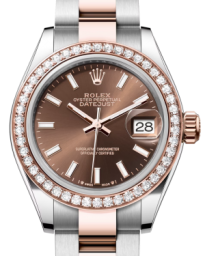 Rolex Lady-Datejust 28-279381RBR (Everose Rolesor Oyster Bracelet, Chocolate Index Dial, Diamond Bezel) (m279381rbr-0018)