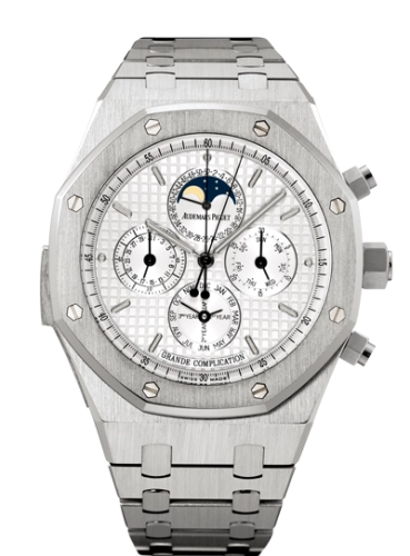 Audemars Piguet Royal Oak 44-25865BC.OO.1105BC.04 (White Gold Bracelet, Grande Tapisserie Silver-toned Index Dial, White Gold Smooth Bezel)