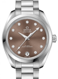 Omega Seamaster Aqua Terra 150M 34-220.10.34.20.63.001 (Stainless Steel Bracelet, Brown Sunburst Diamond Index Dial, Stainless Steel Bezel) (Omega 220.10.34.20.63.001)