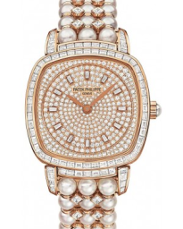 Patek Philippe Gondolo 31x34.8-7042/100R-010 (Akoya Pearls & Princess-cut Diamond-set Bracelet, Diamond-flanged Diamond-paved Index Dial, Baguette-cut Diamond Bezel) (7042/100R-010)