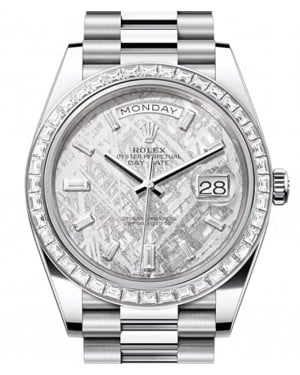 Rolex Day-Date 40-228396TBR (Platinum President Bracelet, Meteorite Diamond-set Index Dial, Diamond Bezel)