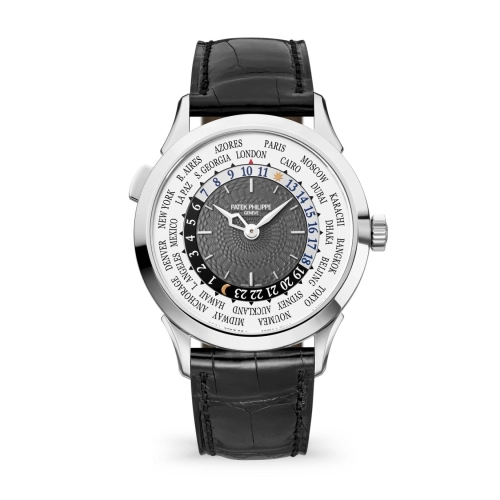 Patek Philippe Complications 38.5-5230G-014 (Matte-black Alligator Leather Strap, Beijing Edition Guilloched Charcoal-gray Index Dial, White Gold Smooth Bezel)