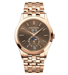 Patek Philippe Complications 38-5396/1R-001 (Rose Gold Bracelet, Brown Index Dial, Rose Gold Smooth Bezel) (5396/1R-001)