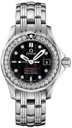 Omega Seamaster Diver 300M 28-212.15.28.61.51.001 (Stainless Steel Bracelet, Wave-embossed Black Dot Index Dial, Rotating Stainless Steel Diamond-set Bezel) (Omega 212.15.28.61.51.001)