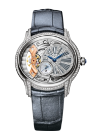 Audemars Piguet Millenary 39.5-77248BC.ZZ.A111CR.01 (Shimmering-finished Grey Alligator Leather Strap, Diamond-paved White Gold Off-centred Disc Openworked Dial, White Gold Diamond-set Bezel) (77248BC.ZZ.A111CR.01)