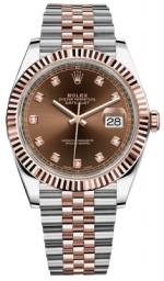 Rolex Datejust 41-126331 (Everose Rolesor Jubilee Bracelet, Gold Diamond-set Chocolate Dial, Fluted Bezel) (m126331-0004)