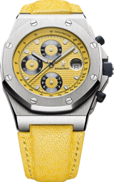 Audemars Piguet Royal Oak OffShore 42-25770ST.OO.D009XX.02 (Yellow Calfskin Strap, Petite Tapisserie Yellow Index Dial, Stainless Steel Smooth Bezel) (25770ST.OO.D009XX.02)