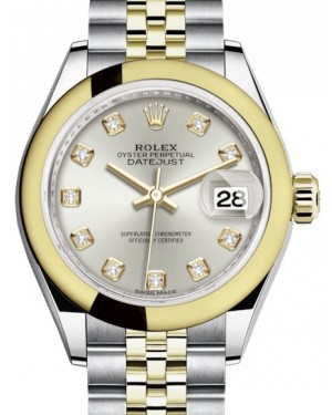 Rolex Lady-Datejust 28-279163 (Yellow Rolesor Jubilee Bracelet, Gold Diamond-set Silver Dial, Domed Bezel)