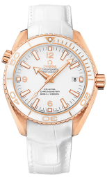 Omega Seamaster Planet Ocean 600M 42-232.63.42.21.04.001 (White Alligator Leather Strap, White Arabic/Index Dial, Rotating White Ceramic Bezel) (Omega 232.63.42.21.04.001)