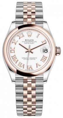 Rolex Datejust 31-278241 (Everose Rolesor Jubilee Bracelet, White Index Dial, Domed Bezel)