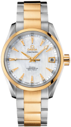 Omega Seamaster Aqua Terra 150M 38.5-231.20.39.21.55.002 (Yellow Gold & Stainless Steel Bracelet, Vertical-teak White MOP Index Dial, Yellow Gold Bezel) (Omega 231.20.39.21.55.002)