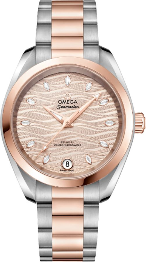 Omega Seamaster Aqua Terra 150M 34-220.20.34.20.59.001 (Stainless Steel & Sedna Gold Bracelet, Wave-embossed Nude Index Dial, Sedna Gold Bezel)