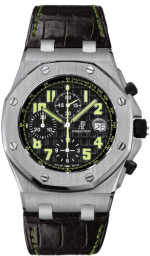 Audemars Piguet Royal Oak OffShore 42-26086ST.OO.D002CR.01 (Black Alligator Leather Strap, Méga Tapisserie Black Arabic Dial, Stainless Steel Smooth Bezel) (26086ST.OO.D002CR.01)