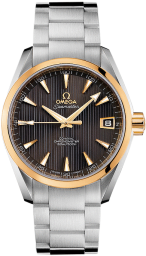Omega Seamaster Aqua Terra 150M 38.5-231.20.39.21.06.004 (Stainless Steel Bracelet, Vertical-teak Grey Index Dial, Yellow Gold Bezel) (Omega 231.20.39.21.06.004)