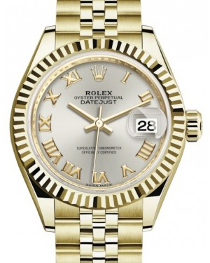 Rolex Lady-Datejust 28-279178 (Yellow Gold Jubilee Bracelet, Silver Roman Dial, Fluted Bezel)