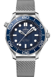 Omega Seamaster Diver 300M 42-210.30.42.20.03.002 (Brushed Stainless Steel Bracelet, Wave-embossed Blue Dot Index Dial, Rotating Blue Ceramic Bezel) (Omega 210.30.42.20.03.002)