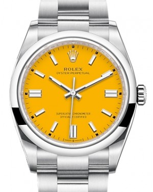 Rolex Oyster Perpetual 36-126000 (Oystersteel Oyster Bracelet, Yellow Index Dial, Domed Bezel)