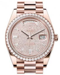 Rolex Day-Date 40-228345RBR (Everose Gold President Bracelet, Diamond-paved Diamond-set Index Dial, Diamond Bezel) (m228345rbr-0002)