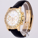 Rolex Daytona 16518 (Black Leather Strap, White Dial, White/Gold Subdials)