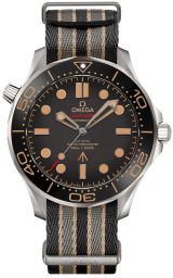 Omega Seamaster Diver 300M 42-210.92.42.20.01.001 (Black/Brown/Grey NATO Strap, Tropical Brown Dot Index Dial, Rotating Black Ceramic Bezel) (Omega 210.92.42.20.01.001)