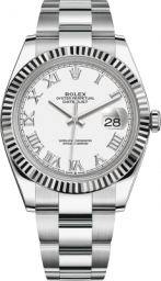 Rolex Datejust 41-126334 (Oystersteel Oyster Bracelet, White Roman Dial, Fluted Bezel) (m126334-0023)