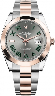 Rolex Datejust 41-126301 (Everose Rolesor Oyster Bracelet, Slate Roman Dial, Smooth Bezel)
