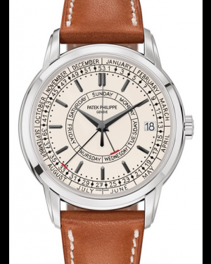 Patek Philippe Complications 40-5212A-001 (Light-brown Calfskin Strap, Silvery Opaline Index Dial, Steel Smooth Bezel)