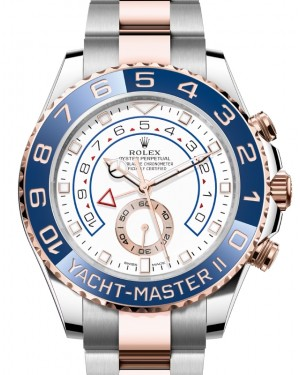 Rolex Yacht-Master II 44-116681 (Everose Rolesor Oyster Bracelet, White Dial, Blue Cerachrom Ring Command Bezel)