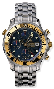 Omega Seamaster Diver 300M 41.5-2498.80.00 (Stainless Steel Bracelet, Wave-embossed Blue Dot Index Dial, Rotating Yellow Gold Bezel)