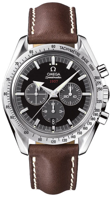 Omega Speedmaster Non-Moonwatch 42.2-321.12.42.50.01.001 (Brown Leather Strap, Black -toned Index Dial, Stainless Steel Tachymeter Bezel)