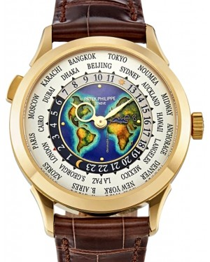 Patek Philippe Complications 38.5-5231J-001 (Matte Chestnut-brown Alligator Leather Strap, Grand Feu-cloisonné Enamel Dial, Yellow Gold Smooth Bezel)