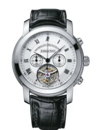 Audemars Piguet Jules Audemars 43-26010BC.OO.D002CR.01 (Black Alligator Leather Strap, Silver-toned Guilloche Roman Dial, White Gold Smooth Bezel) (26010BC.OO.D002CR.01)