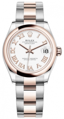 Rolex Datejust 31-278241 (Everose Rolesor Oyster Bracelet, Roman White Dial, Domed Bezel)