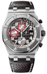 Audemars Piguet Royal Oak Offshore 42-26363ST.OO.D003CU.01 (Black Leather Strap, Méga Tapisserie Anthacite Arabic Dial, Stainless Steel Smooth Bezel) (26363ST.OO.D003CU.01)