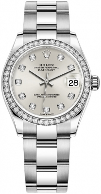 Rolex Datejust 31-278384RBR (Oystersteel Oyster Bracelet, Gold Diamond-set Silver Dial, Diamond Bezel)