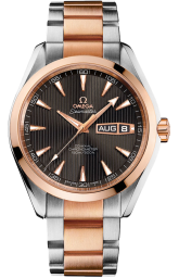 Omega Seamaster Aqua Terra 150M 43-231.20.43.22.06.001 (Red Gold & Stainless Steel Bracelet, Vertical-teak Grey Index Dial, Red Gold Bezel) (Omega 231.20.43.22.06.001)