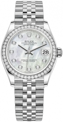Rolex Datejust 31-278384RBR (Oystersteel Jubilee Bracelet, Gold Diamond-set White MOP Dial, Diamond Bezel)