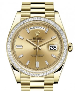 Rolex Day-Date 40-228398TBR (Yellow Gold President Bracelet, Champagne Diamond-set Index Dial, Diamond Bezel)