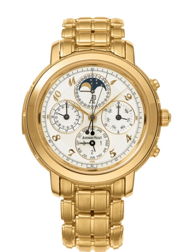 Audemars Piguet Jules Audemars 42-25984BA.OO.1138BA.01 (Yellow Gold Bracelet, White Arabic Dial, Yellow Gold Smooth Bezel)