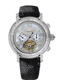 Audemars Piguet Jules Audemars 41-26083BC.ZZ.D102CR.01 (Black Alligator Leather Strap, Diamond-paved White MOP Roman Dial, Baguette-cut Diamond-set Bezel) (26083BC.ZZ.D102CR.01)