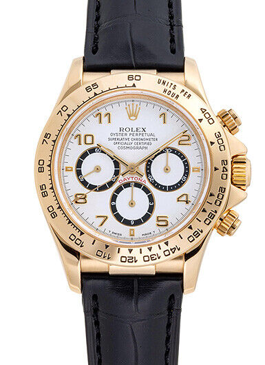 Rolex Daytona 16518 (Black Leather Strap, White Dial, White/Black Subdials)