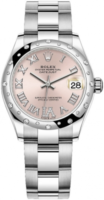 Rolex Datejust 31-278344RBR (Oystersteel Oyster Bracelet, VI Diamond-set Pink Dial, Domed Diamond Bezel)