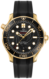 Omega Seamaster Diver 300M 42-210.62.42.20.01.001 (Black Rubber Strap, Ceramic Spiral-brushed Black Dot Index Dial, Rotating Black Ceramic Bezel) (Omega 210.62.42.20.01.001)