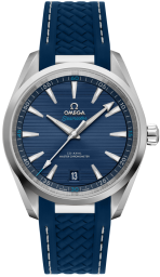 Omega Seamaster Aqua Terra 150M 41-220.12.41.21.03.001 (Structured Blue Rubber Strap, Horizontal-teak Blue Index Dial, Stainless Steel Bezel) (Omega 220.12.41.21.03.001)