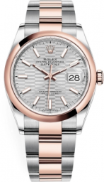 Rolex Datejust 36-126201 (Everose Rolesor Oyster Bracelet, Silver Fluted Index Dial, Domed Bezel) (m126201-0034)