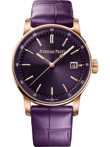 Audemars Piguet Code 11.59 38-77410OR.OO.A623CR.01 (Pearly-purple Alligator Leather Strap, Purple Index Dial, Pink Gold Smooth Bezel)