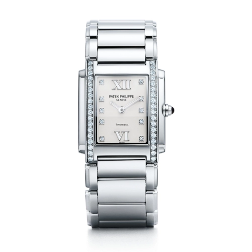 Patek Philippe Twenty~4 25.1x30-4910/10A T (Stainless Steel Bracelet, Diamond-set Tiffany-white Roman Dial, Diamond Bezel)