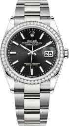 Rolex Datejust 36-126284RBR (Oystersteel Oyster Bracelet, Bright-black Index Dial, Diamond Bezel) (m126284rbr-0008)