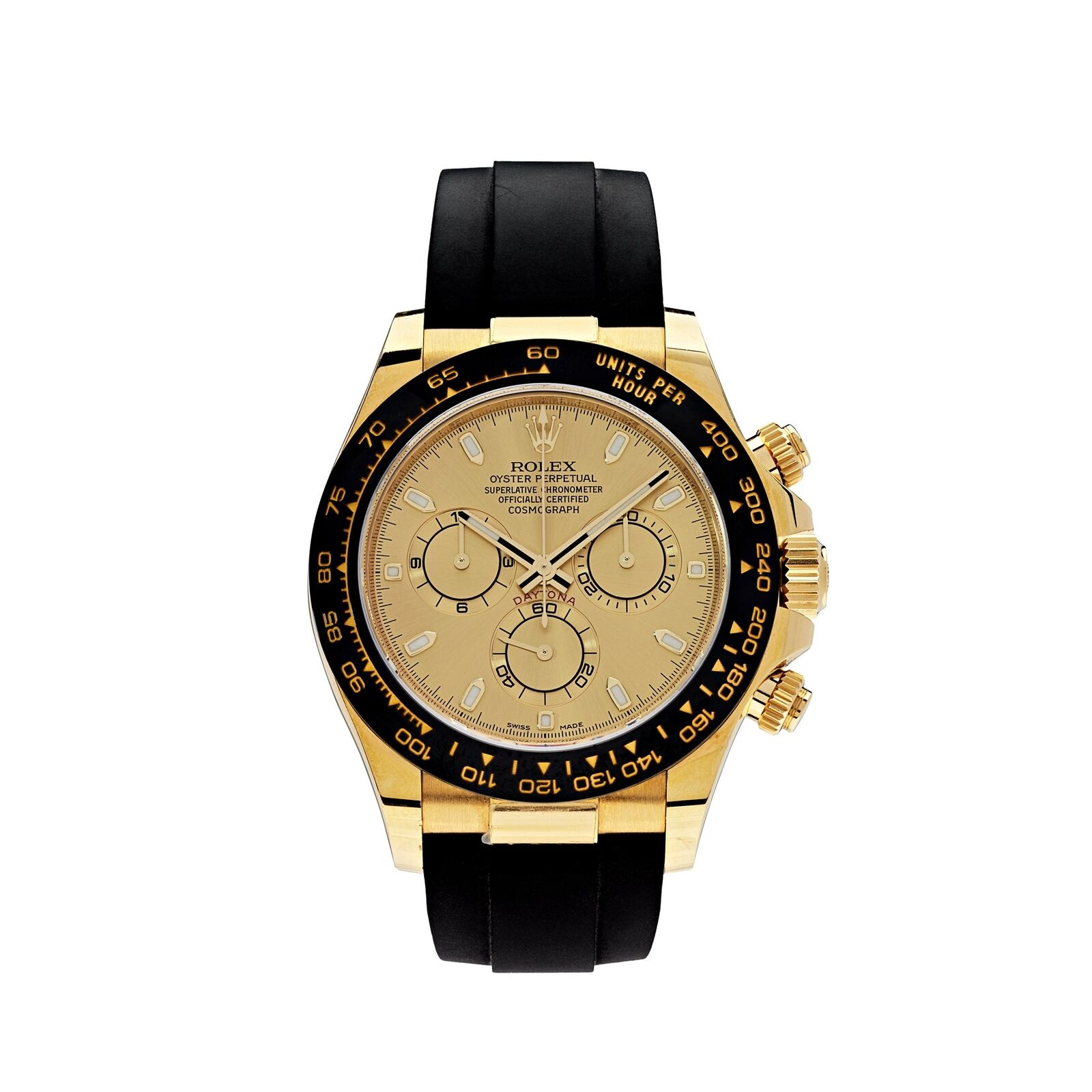 Rolex Daytona 116518 LN (Black Rubber Bracelet, Gold Dial, Gold Subdials)