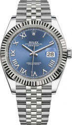 Rolex Datejust 41-126334 (Oystersteel Jubilee Bracelet, Azzurro-blue Roman Dial, Fluted Bezel) (m126334-0026)